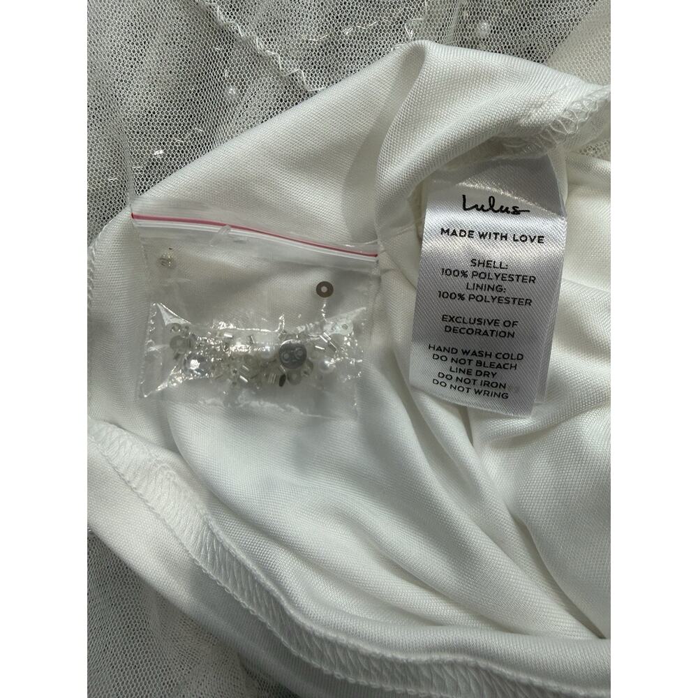 Lulus Luxe Bridal Ciella White Silver Beaded Mermaid Maxi Dress Wedding Gown M - Picture 10 of 16